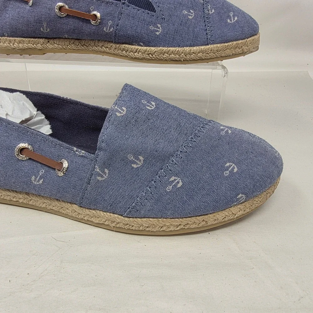 Nautica Rudder 2 Espadrille Flats Women 6 Blu Anchor Print Nautical Slip On Shoe